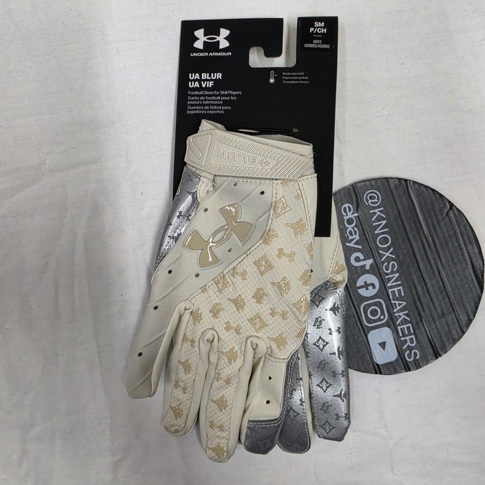 Under Armour Blur X Justin Jefferson Football Receiver Gloves Mens Small Silver